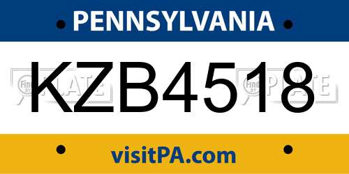 KZB4518 Pennsylvania License Plate