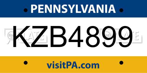 KZB4899 Pennsylvania License Plate