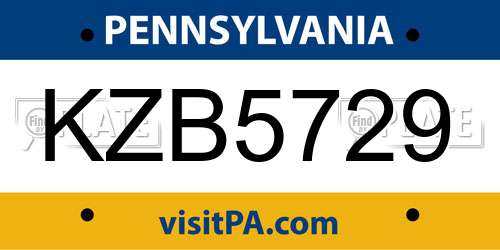 KZB5729 Pennsylvania License Plate