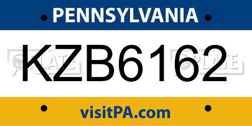 KZB6162 Pennsylvania License Plate