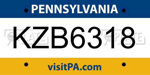 KZB6318 Pennsylvania License Plate