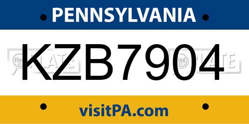 KZB7904 Pennsylvania License Plate