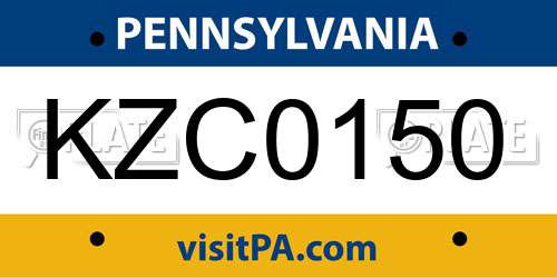 KZC0150 Pennsylvania License Plate