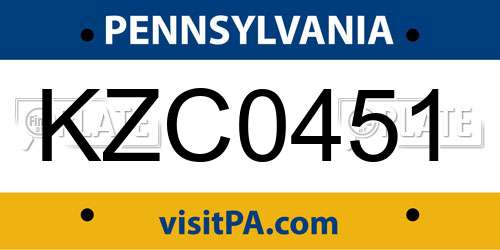 KZC0451 Pennsylvania License Plate