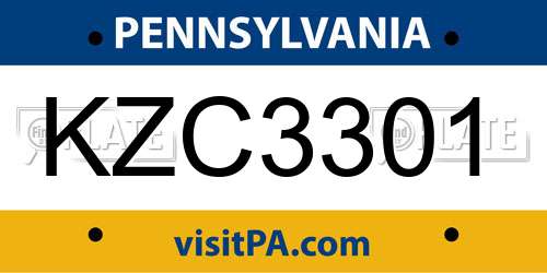 KZC3301 Pennsylvania License Plate