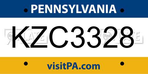 KZC3328 Pennsylvania License Plate