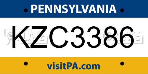 KZC3386 Pennsylvania License Plate