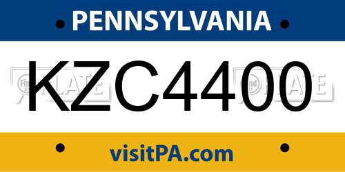KZC4400 Pennsylvania License Plate