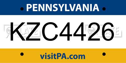 KZC4426 Pennsylvania License Plate