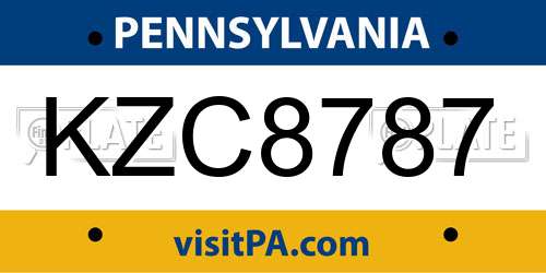 KZC8787 Pennsylvania License Plate