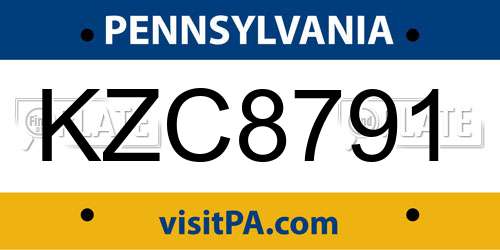 KZC8791 Pennsylvania License Plate