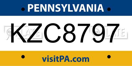 KZC8797 Pennsylvania License Plate