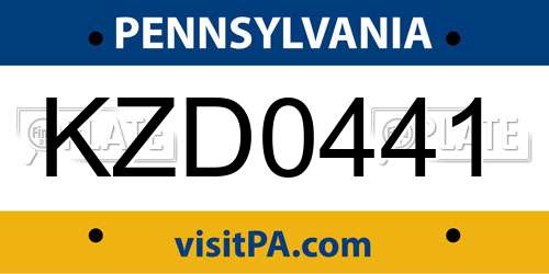 KZD0441 Pennsylvania License Plate
