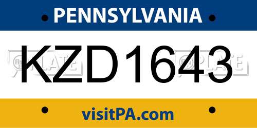 KZD1643 Pennsylvania License Plate
