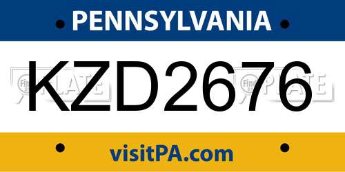KZD2676 Pennsylvania License Plate