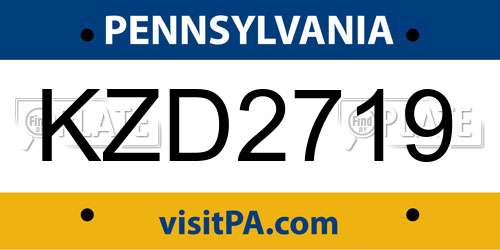 KZD2719 Pennsylvania License Plate