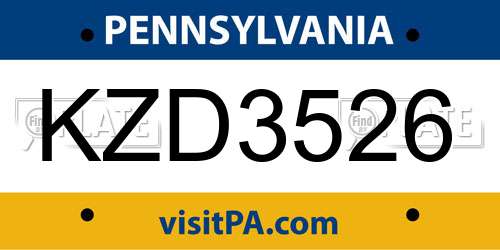 KZD3526 Pennsylvania License Plate