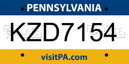 KZD7154 Pennsylvania License Plate
