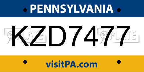 KZD7477 Pennsylvania License Plate