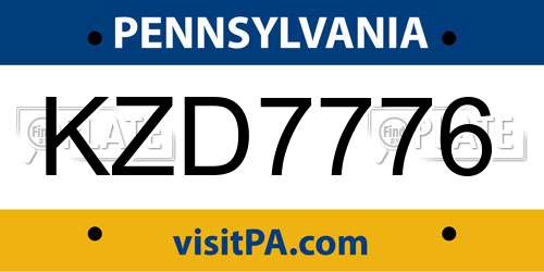 KZD7776 Pennsylvania License Plate