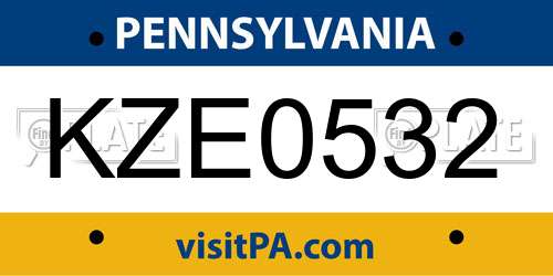 KZE0532 Pennsylvania License Plate