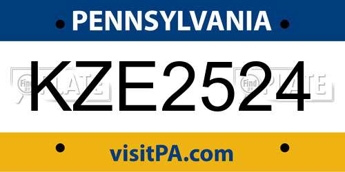 KZE2524 Pennsylvania License Plate