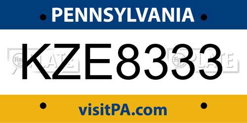 KZE8333 Pennsylvania License Plate