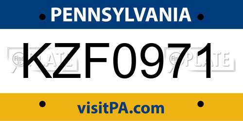 KZF0971 Pennsylvania License Plate
