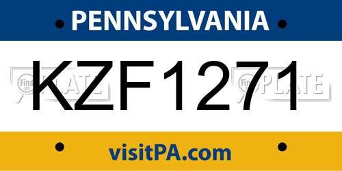 KZF1271 Pennsylvania License Plate