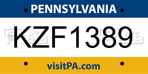 KZF1389 Pennsylvania License Plate