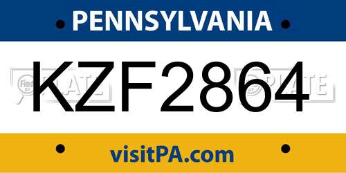 KZF2864 Pennsylvania License Plate