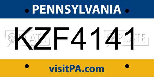 KZF4141 Pennsylvania License Plate