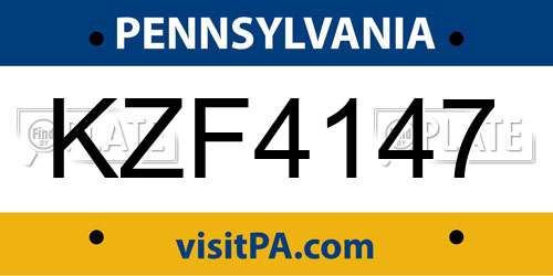 KZF4147 Pennsylvania License Plate
