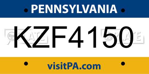 KZF4150 Pennsylvania License Plate