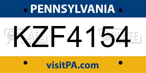 KZF4154 Pennsylvania License Plate