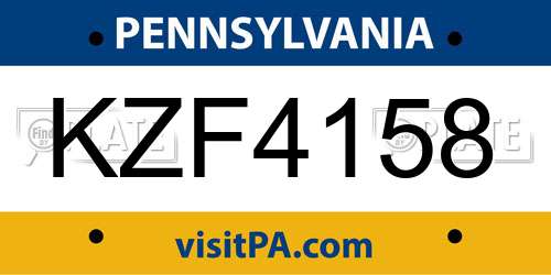 KZF4158 Pennsylvania License Plate