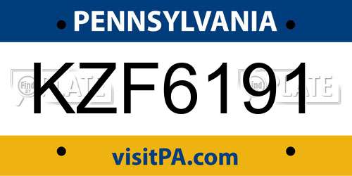 KZF6191 Pennsylvania License Plate
