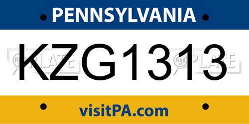 KZG1313 Pennsylvania License Plate