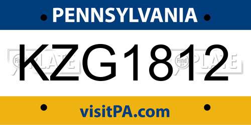 KZG1812 Pennsylvania License Plate