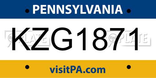 KZG1871 Pennsylvania License Plate