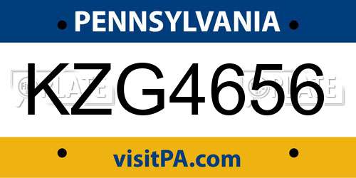 KZG4656 Pennsylvania License Plate