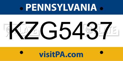 KZG5437 Pennsylvania License Plate
