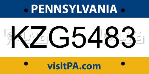 KZG5483 Pennsylvania License Plate