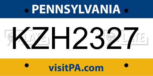 KZH2327 Pennsylvania License Plate