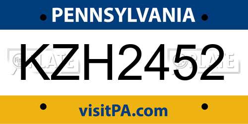 KZH2452 Pennsylvania License Plate