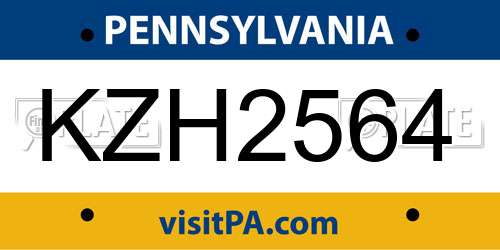 KZH2564 Pennsylvania License Plate