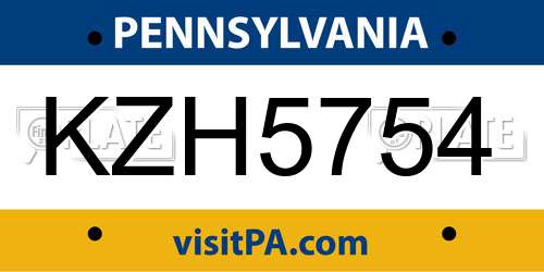 KZH5754 Pennsylvania License Plate