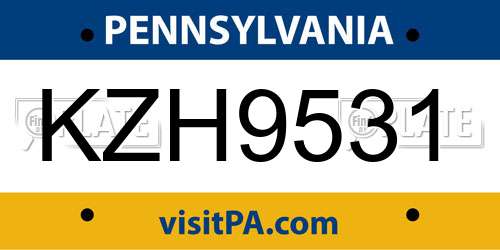 KZH9531 Pennsylvania License Plate