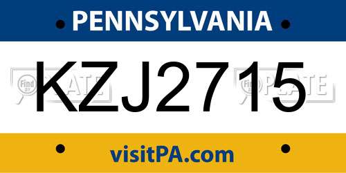 KZJ2715 Pennsylvania License Plate