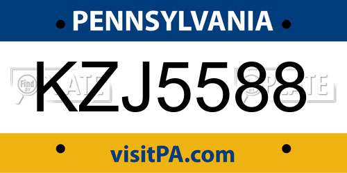 KZJ5588 Pennsylvania License Plate